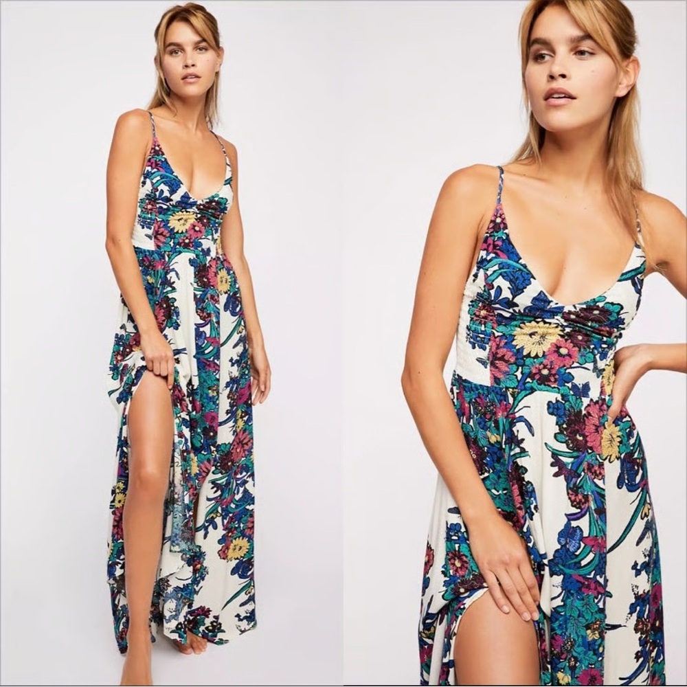 Free People Intimately Blue and Green Sleeveless Maxi Sundress - Picture 2 of 15